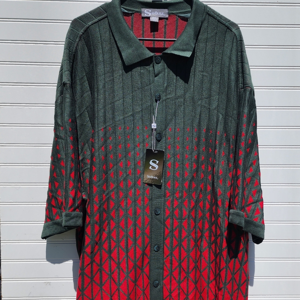 New Men 4XL Silversilk Walking Leisure Shirt Italian Woven Knit Style #3115